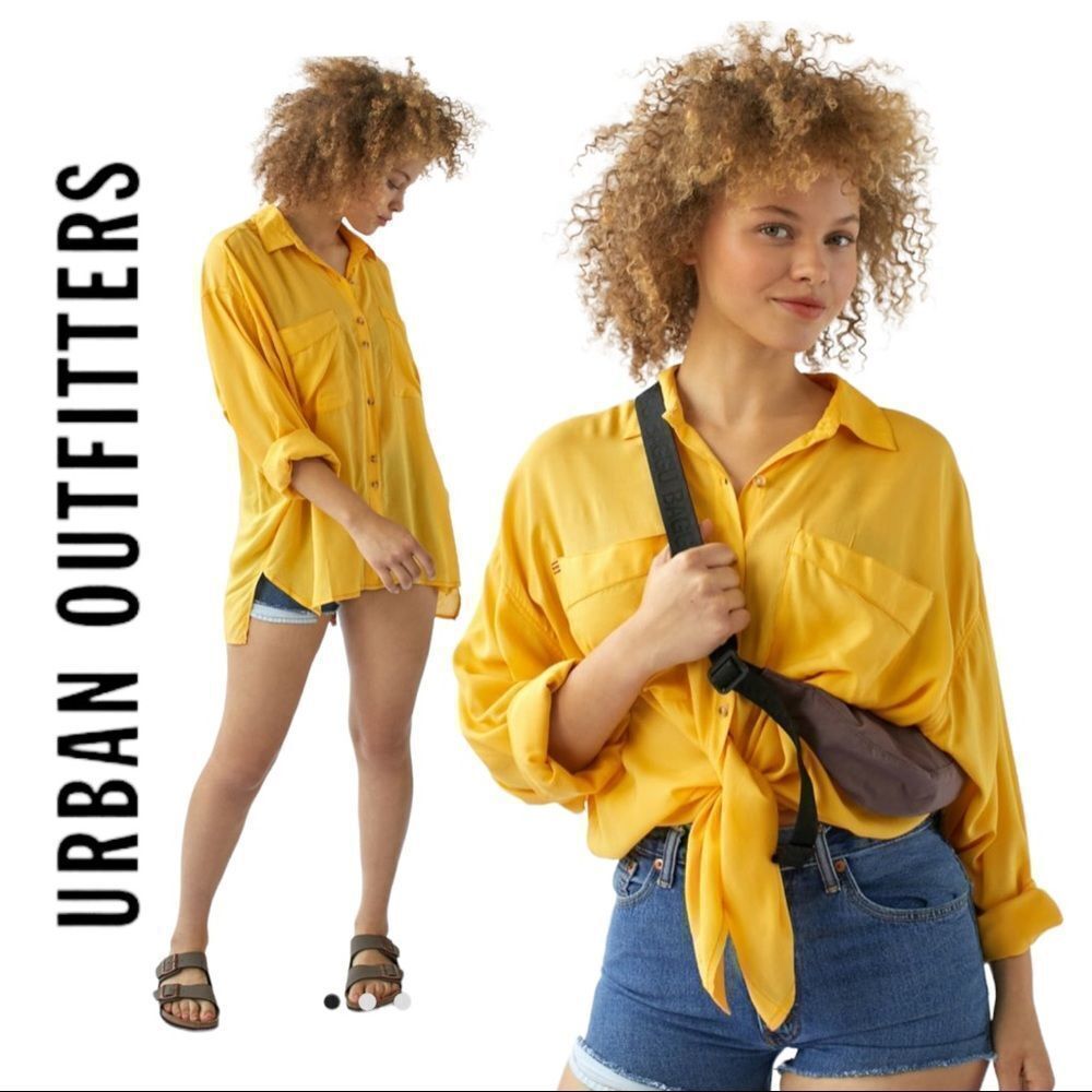 NEW Urban Outfitters UO BDG Kenny Yellow Button-Down Shirt Top M L